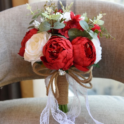 Real Touch Colorful  Artifial Roses Wedding Bouquet UK_4