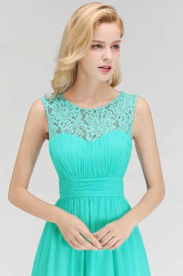 Summer Sleevless Long Lace Appliques Neckline Bridesmaid Dresses UK_7