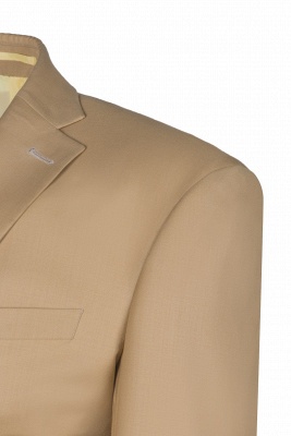 Latest Design Two Button Nude Color Peak Lapel Groomsman UK Wedding Suit_3