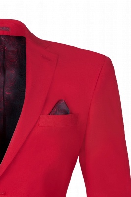 Customize Red Two Button High Quality Back Vent UK Wedding Suit_3
