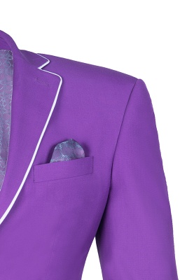 Lilac Latest Design Peak Lapel Single Breasted Two Button UK Wedding Suit_3