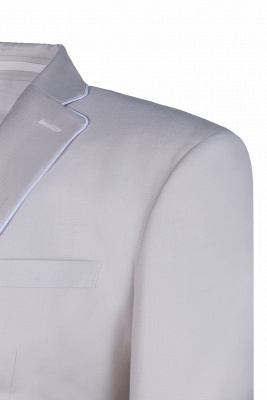 Fashionable Peak Lapel Silver Single Breasted UK Wedding Suit For Men Back Vent_4