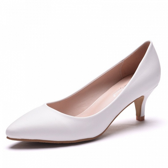 Modern Pionted Toe PU Kitten Heel Wedding Shoes UK_7