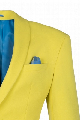 High Quality Fashion Two Button Daffodil UK Wedding Suit Back Vent_3