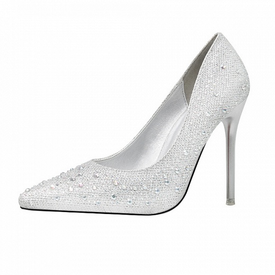 Modern Pionted Toe High Heel Wedding Shoes UK with Beadings_3