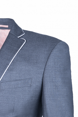 Silver Single Breasted Peak Lapel UK Wedding Suit For Men Back Vent Fashion Suits_4