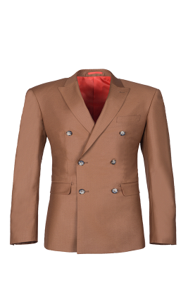 Brown Peak Lapel Customize Double Breasted Groomsman Popular UK Wedding Suit_2
