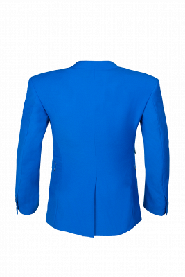 Ocean Blue Casual Suit Peak Lapel Single Breasted Groomsman UK Wedding Suits_5