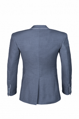 Silver Single Breasted Peak Lapel UK Wedding Suit For Men Back Vent Fashion Suits_5