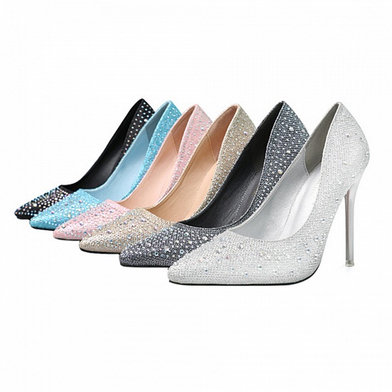 Modern Pionted Toe High Heel Wedding Shoes UK with Beadings_8