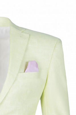 High Quality Peak Lapel Daffodil Groomsman Slim Fit Single Breasted UK Wedding Suit_3