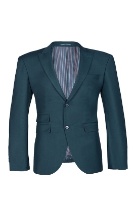 Dark Green Stylish Design Back Vent Peak Lapel Slim Fit UK Wedding Suit_1