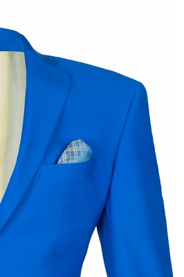 Ocean Blue Casual Suit Peak Lapel Single Breasted Groomsman UK Wedding Suits_3