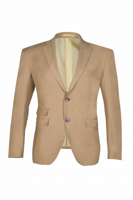 Latest Design Two Button Nude Color Peak Lapel Groomsman UK Wedding Suit_1