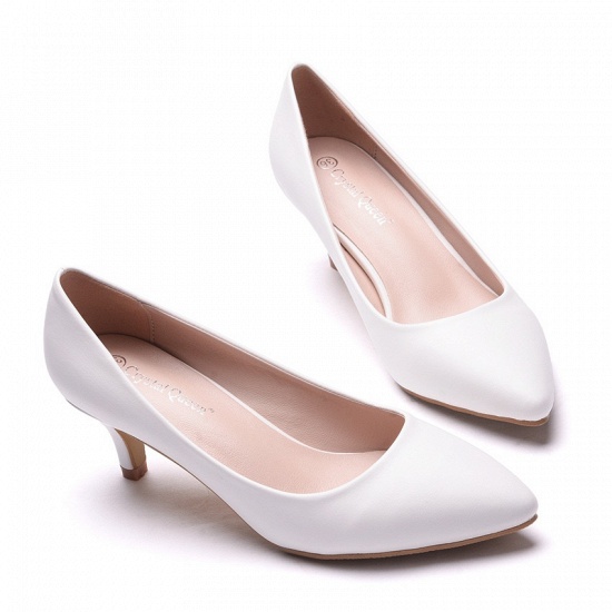 Modern Pionted Toe PU Kitten Heel Wedding Shoes UK_2