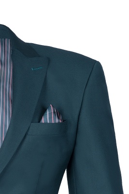 Dark Green Stylish Design Back Vent Peak Lapel Slim Fit UK Wedding Suit_3