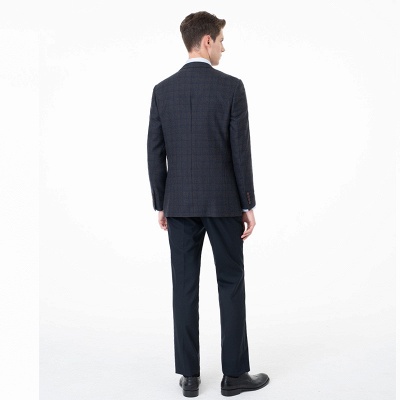 Slim Fit Peak Lapel Two-piece Suit Lattice Casual Suits UK_3