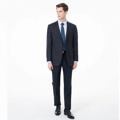 Slim Fit Peak Lapel Two-piece Suit Lattice Casual Suits UK_1