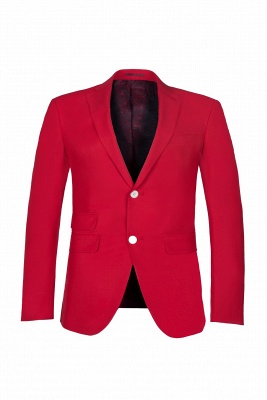 Customize Red Two Button High Quality Back Vent UK Wedding Suit_2
