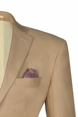 Latest Design Two Button Nude Color Peak Lapel Groomsman UK Wedding Suit_2