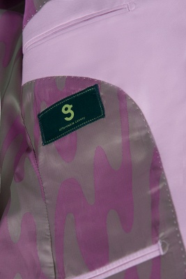 Latest Design Candy Pink Two Button Back Vent Peak Lapel Groomsman Suit UK_3