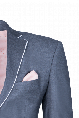 Silver Single Breasted Peak Lapel UK Wedding Suit For Men Back Vent Fashion Suits_3