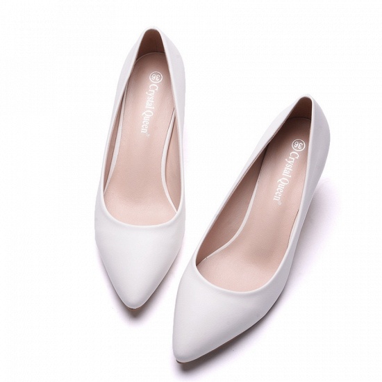 Modern Pionted Toe PU Kitten Heel Wedding Shoes UK_3