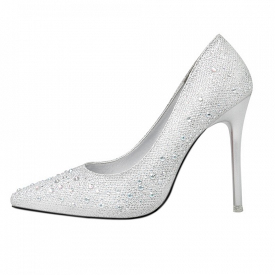 Modern Pionted Toe High Heel Wedding Shoes UK with Beadings_2