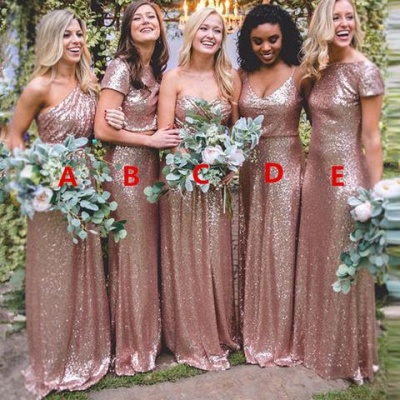 Spring Sequin Bridesmaid Dresses UK | Rose Gold Long Wedding Guest Dresses_4
