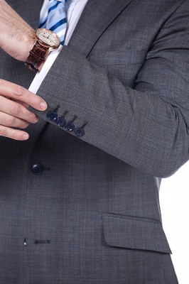 New Dark Grey Windows Slim Fit Custom Suits For Man | Customize Single Breasted Peak Lapel Groomsman_6