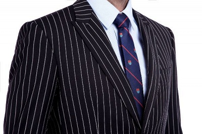 Tailor Hand Made White Stripes Business Suit for Men | Latest Design Peak Lapel Single Breasted Slim Fit Suit_5