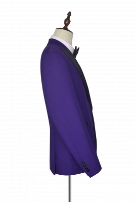 Fashion Purple Single Breasted Custom Made Business British Men Suit | Peak lapel 2 Pocket Tailored Wedding Bestmen Tuxedos 3 Pieces Set_4