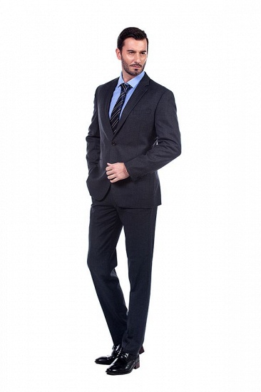 Dark Grey 2 Pockets Slim Bespoke Suits | Casual Notched Lapel Suit Customize Wedding Tuxedos_2