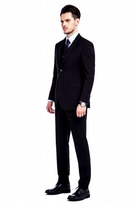 Black Single Breasted 3 Piece Business Suit for Men | High-end Peak Lapel Custom Made Suit UK_4