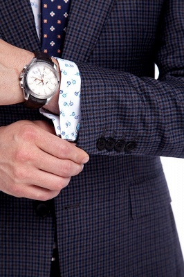 Dark Checks High Quality Peak Lapel Custom Made Suit UK | Classic Two Pocket Two Button Wedding Bestman Tuxedos_8