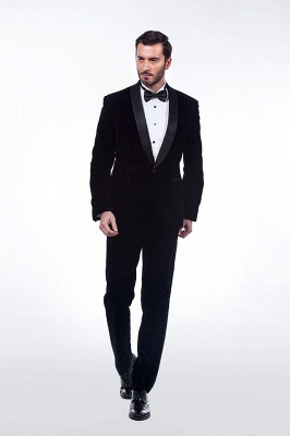 Black Velvet Shawl Collar High Quality Custom British Men Suit | Latest Design One Button Groomsman UK Wedding Suit_3