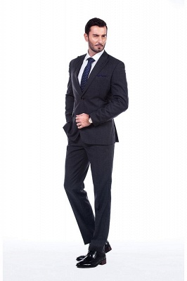 Handsome Solid Wedding Bestman Tuxedos | Modern Dark Grey Peaked Lapel Custom Made Suit UK_1