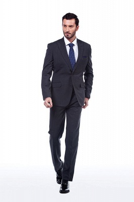 Handsome Solid Wedding Bestman Tuxedos | Modern Dark Grey Peaked Lapel Custom Made Suit UK_2
