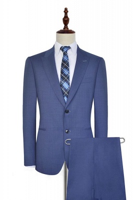 Latest Design Blue Peak Lapel Single Breasted Slim Fit Suit | 2 Button 3 Pockets Back Vent Tailor Hand Made Business Suit for Men_1