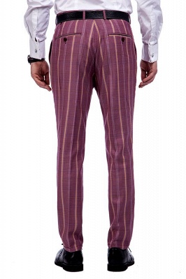 Dark Pink Checks Single Breasted Peaked Lapel Tuxedos | New Arriving Suit Formal Suit for Groomsman_9