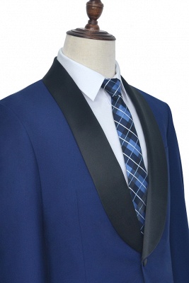 Dark Blue Wool Shawl Collar UK Wedding Suit For Bestman | New Arriving Single Breasted Tailor Made British Men Suit_3