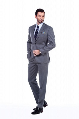 New Design Two Button Single Breasted Custom Suit | High Quality 2 Pieces Grey Peak Lapel Groomsman_1