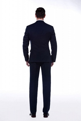 Solid Navy Blue Single Breasted Made To Measure Suit | Bespoke Notched Lapel Two Button Casual Suit_4