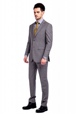 Grey Houndstooth 3 pockets Wool Suits for Men | Customize Peaked Lapel Single Breasted British Men Suits UK Tuxedos_2