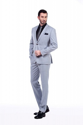 Solid Single Breasted Notched Lapel Formal Suit for Men | light Grey Custom Made Wedding Tuxedos_3