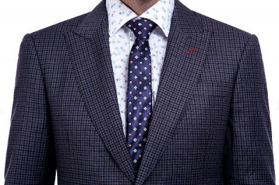 Dark Checks High Quality Peak Lapel Custom Made Suit UK | Classic Two Pocket Two Button Wedding Bestman Tuxedos_5