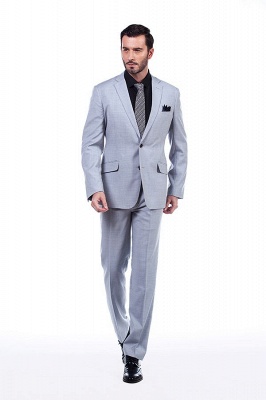 Solid Single Breasted Notched Lapel Formal Suit for Men | light Grey Custom Made Wedding Tuxedos_1