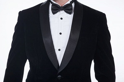 Black Velvet Shawl Collar High Quality Custom British Men Suit | Latest Design One Button Groomsman UK Wedding Suit_6