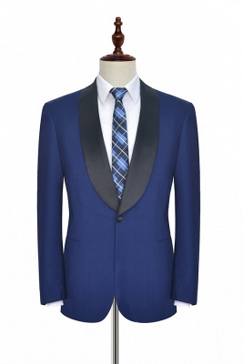 Dark Blue Wool Shawl Collar UK Wedding Suit For Bestman | New Arriving Single Breasted Tailor Made British Men Suit_2