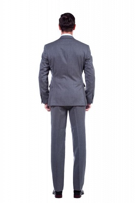 New Design Two Button Single Breasted Custom Suit | High Quality 2 Pieces Grey Peak Lapel Groomsman_4
